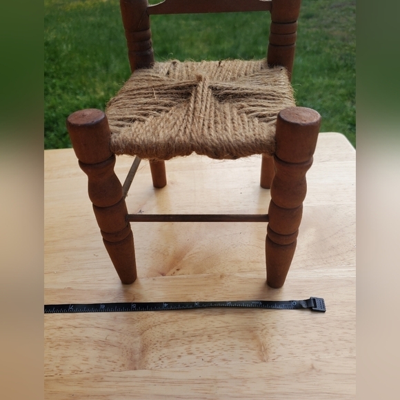 Rare Vintage Wood Ladder Back Quilted nest Seat Doll Teddy Bear Chair. - Picture 10 of 13